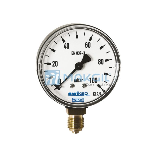Đồng hồ áp suất đo áp suất thấp (Capsule Pressure Gauge) vỏ nhựa, chân đồng hãng WIKA/Germany